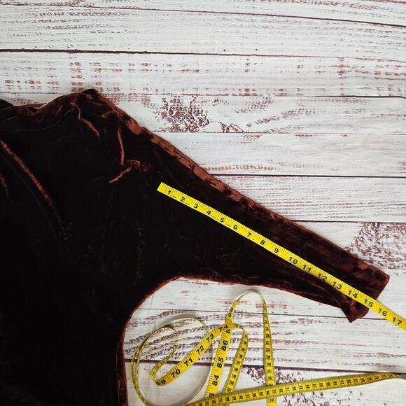 A.L.C. Miller Crushed Velvet Cowl Neck Top Sz 0 Soft Cognac Brown Dolman Sleeve - Picture 8 of 9